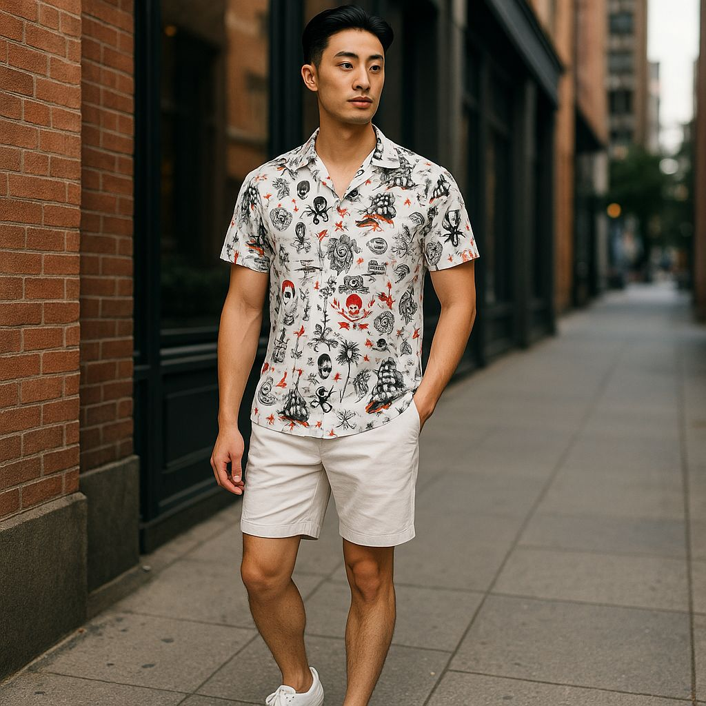 Hawaiian Button Down Shirt Short Sleeves