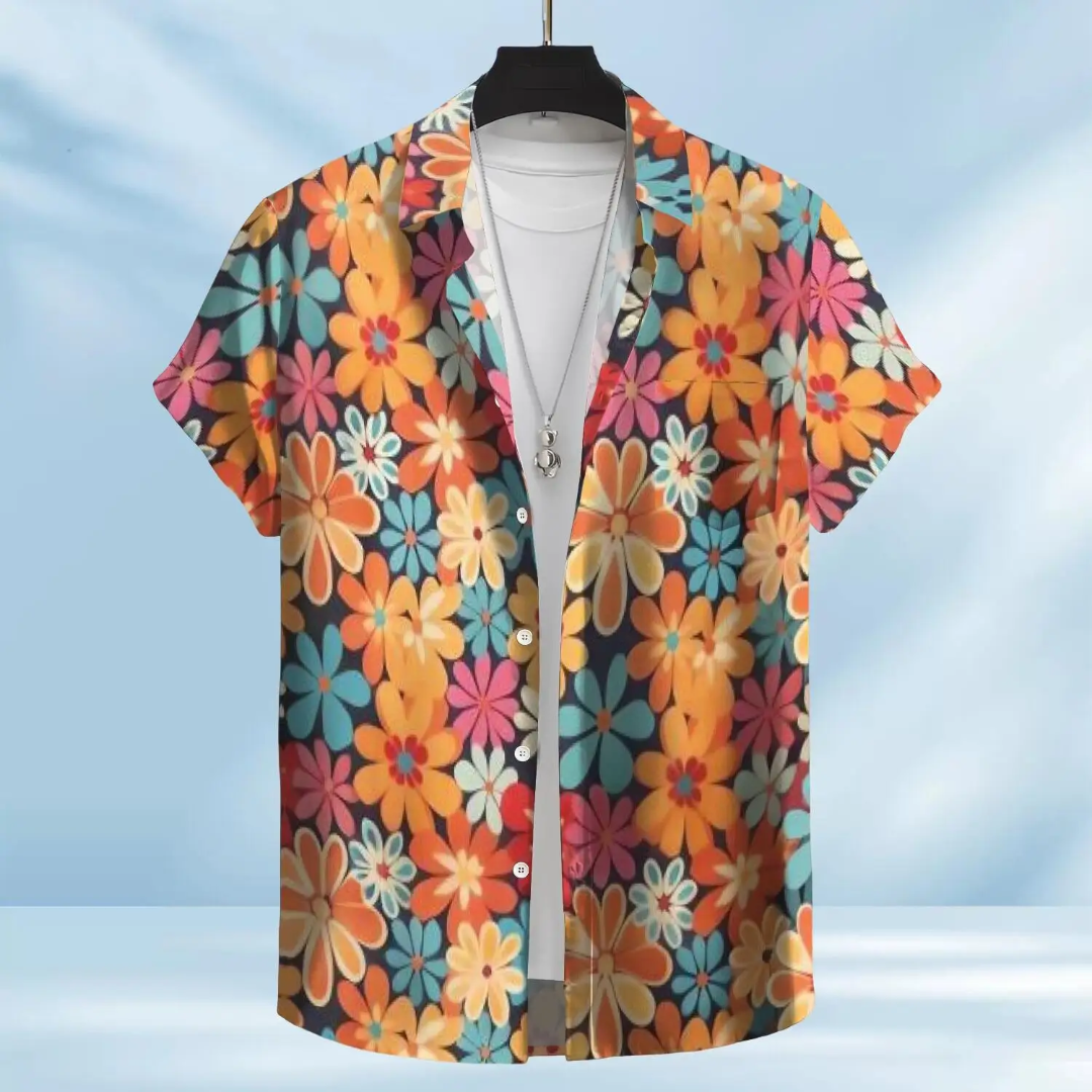 Hawaiian Button Down Shirt Short Sleeves