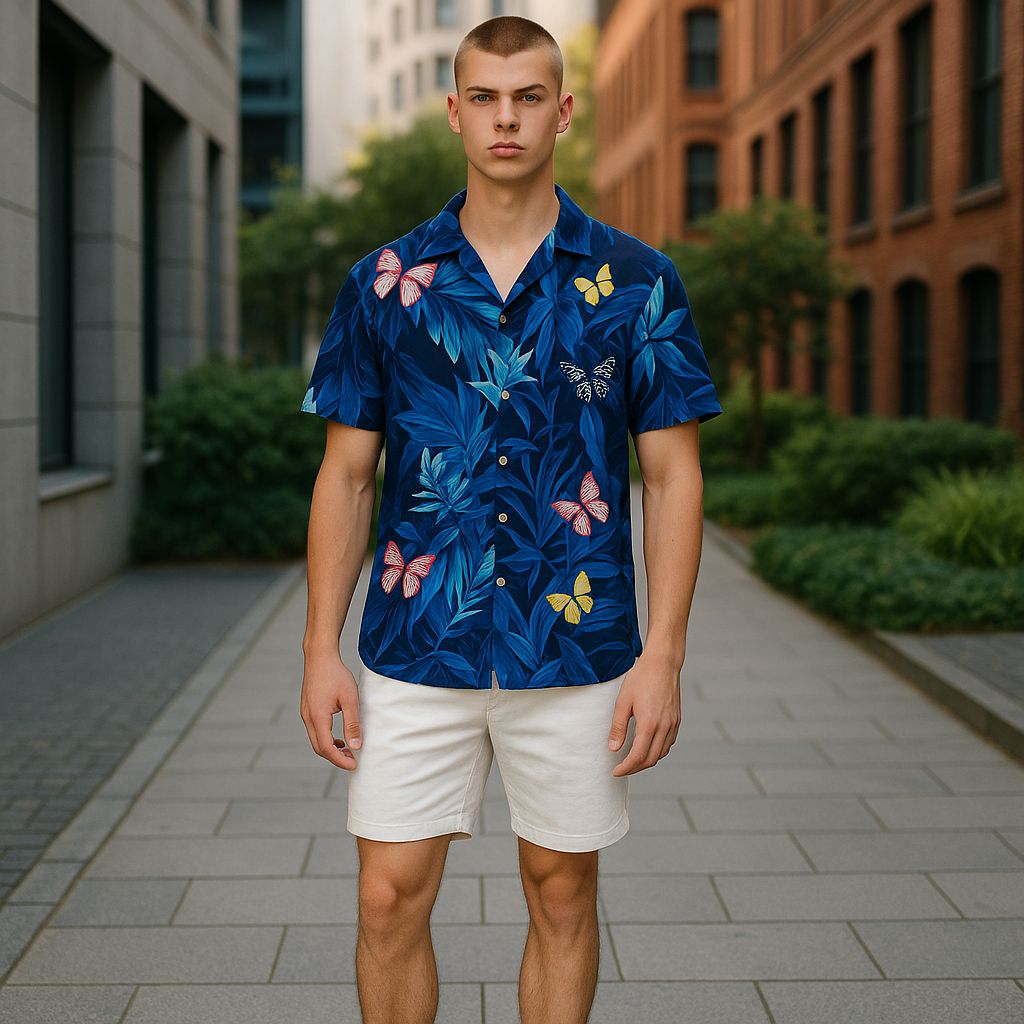 Hawaiian Button Down Shirt Short Sleeves