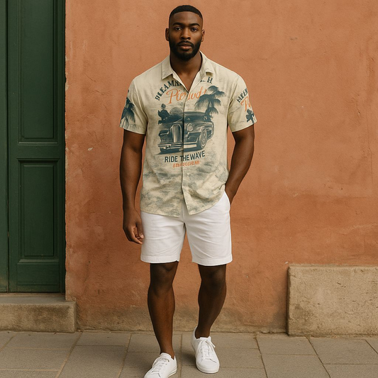 Hawaiian Button Down Shirt Short Sleeves