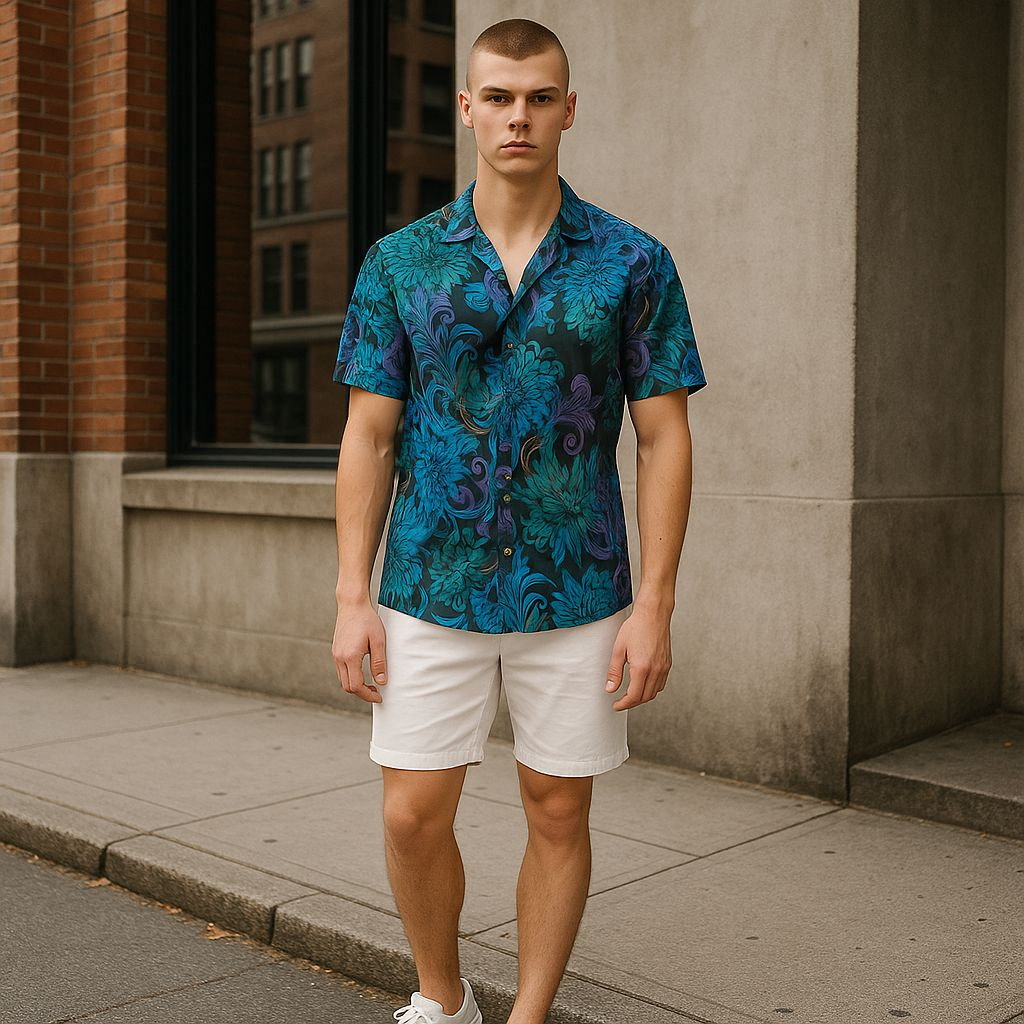 Hawaiian Button Down Shirt Short Sleeves