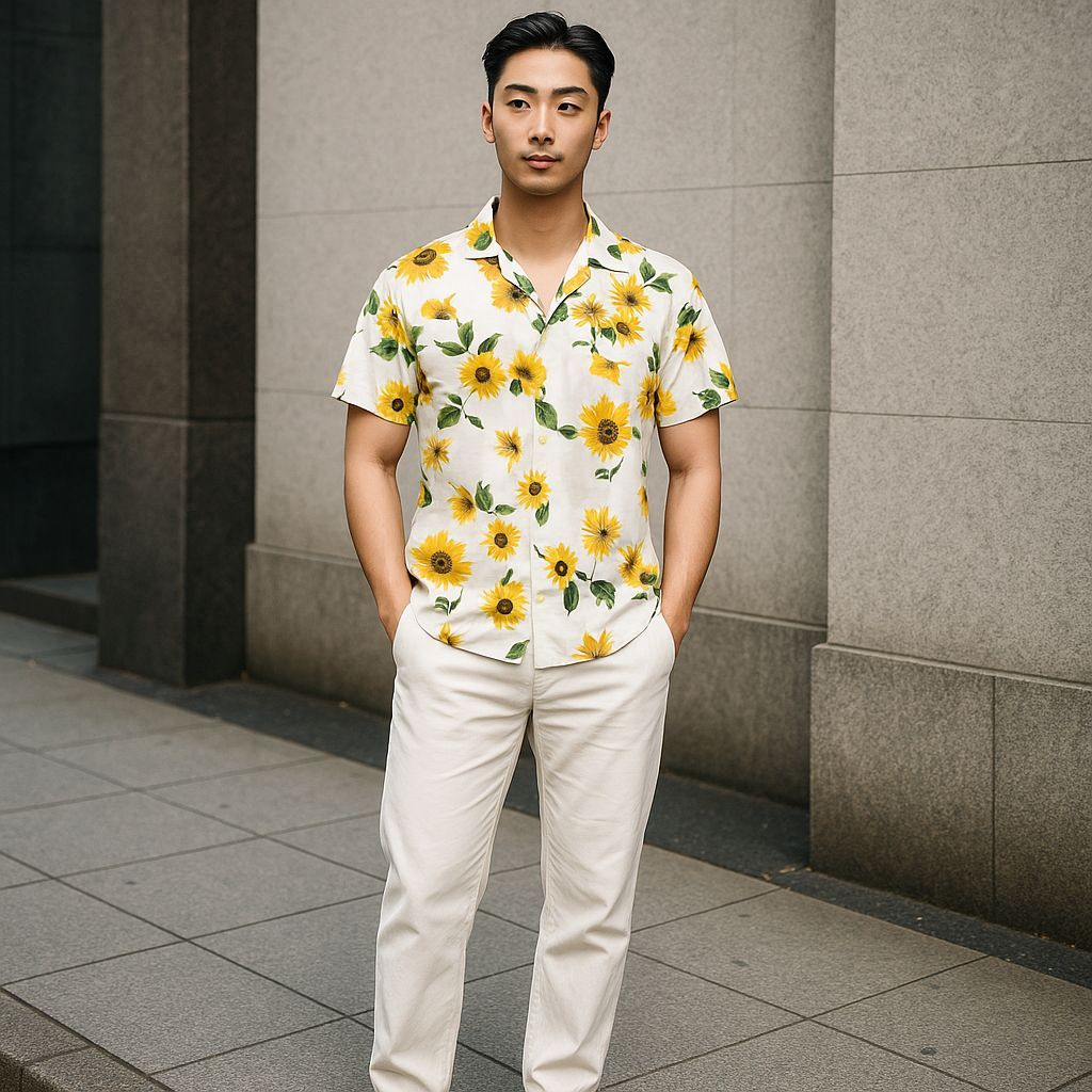 Hawaiian Button Down Shirt Short Sleeves