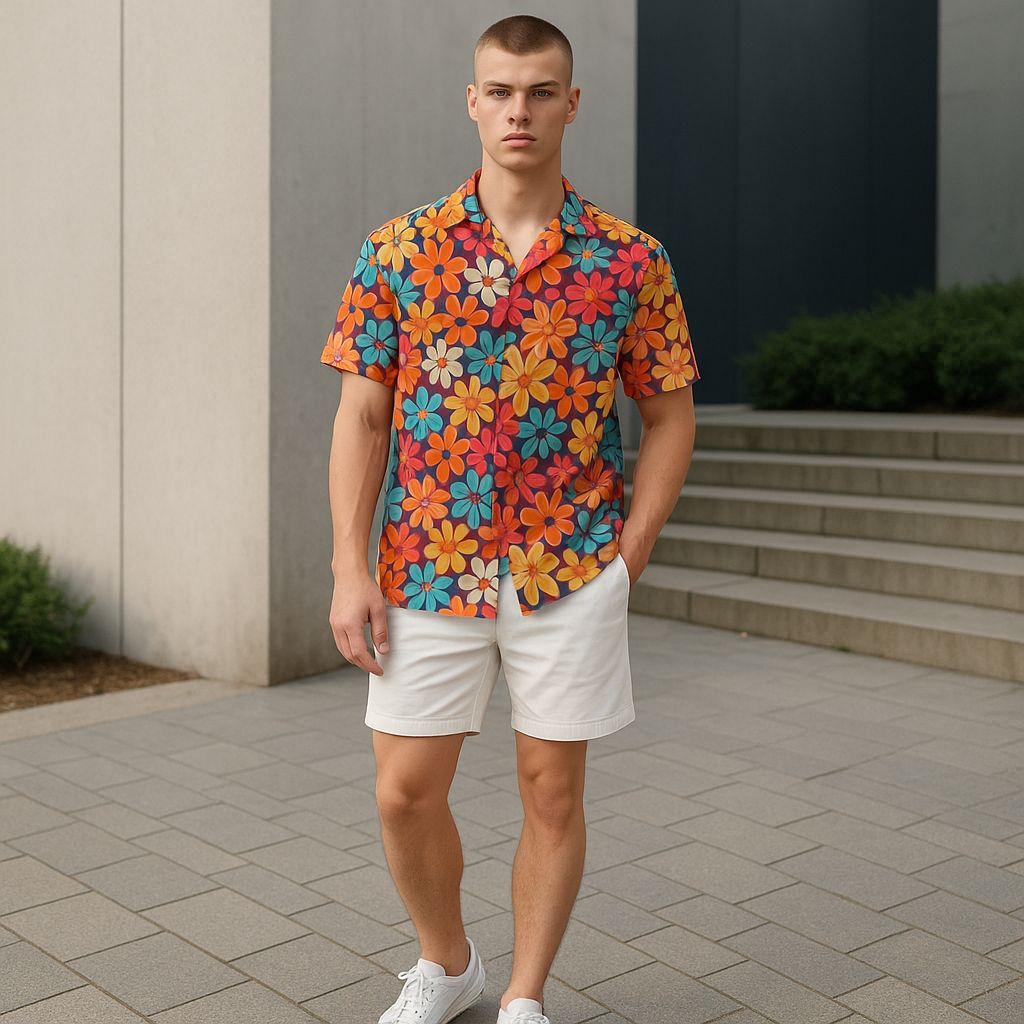 Hawaiian Button Down Shirt Short Sleeves
