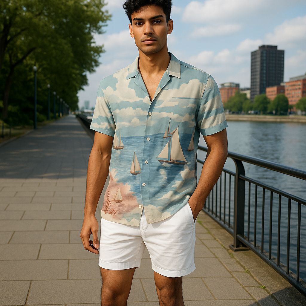 Hawaiian Button Down Shirt Short Sleeves