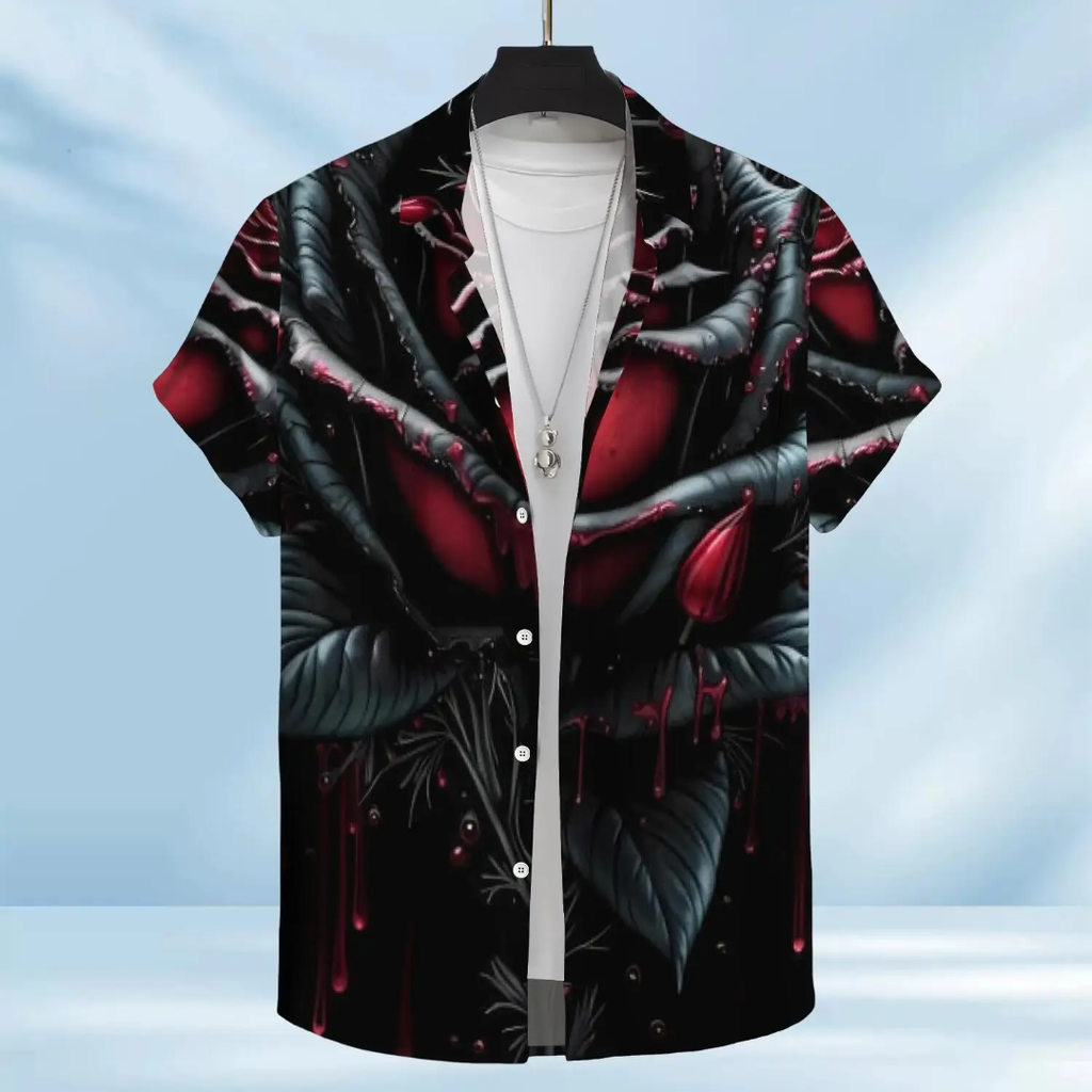 Hawaiian Button Down Shirt Short Sleeves