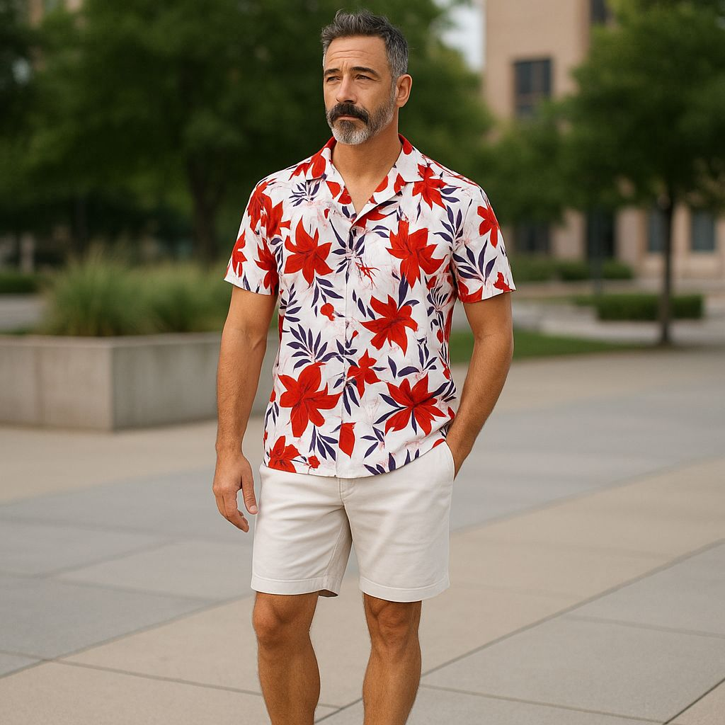 Hawaiian Button Down Shirt Short Sleeves