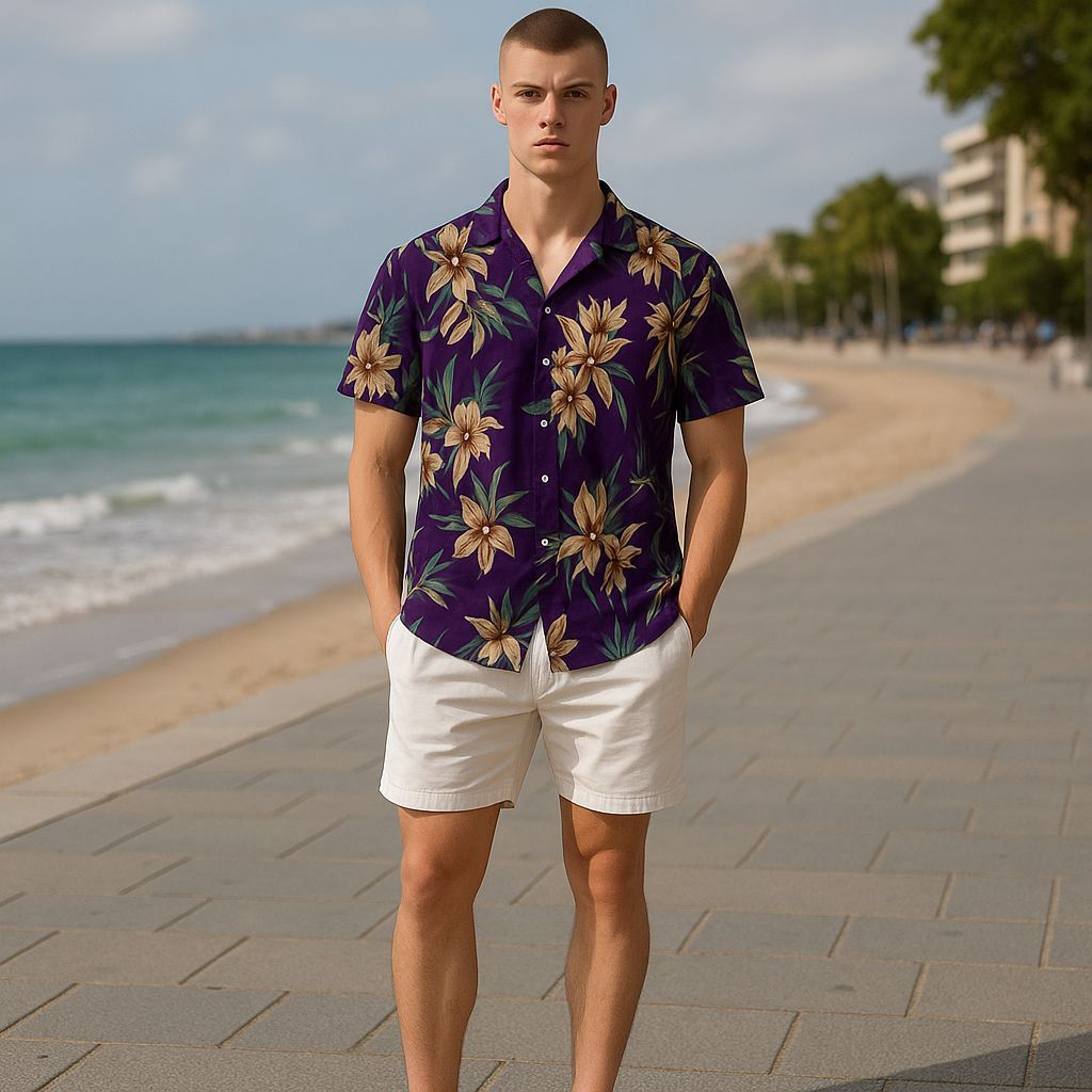 Hawaiian Button Down Shirt Short Sleeves
