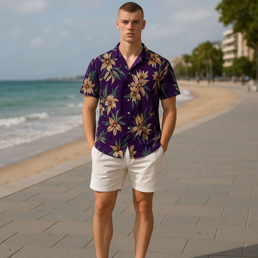 Hawaiian Button Down Shirt Short Sleeves
