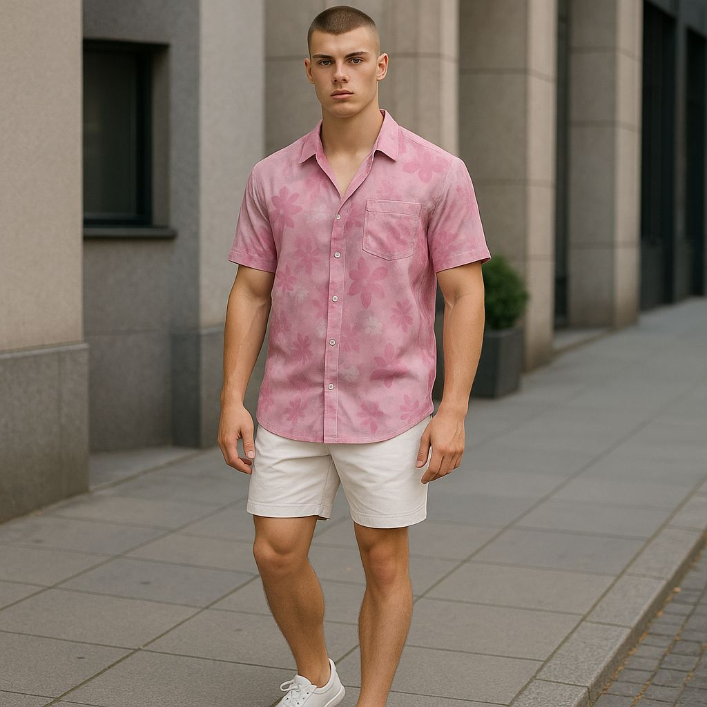 Hawaiian Button Down Shirt Short Sleeves