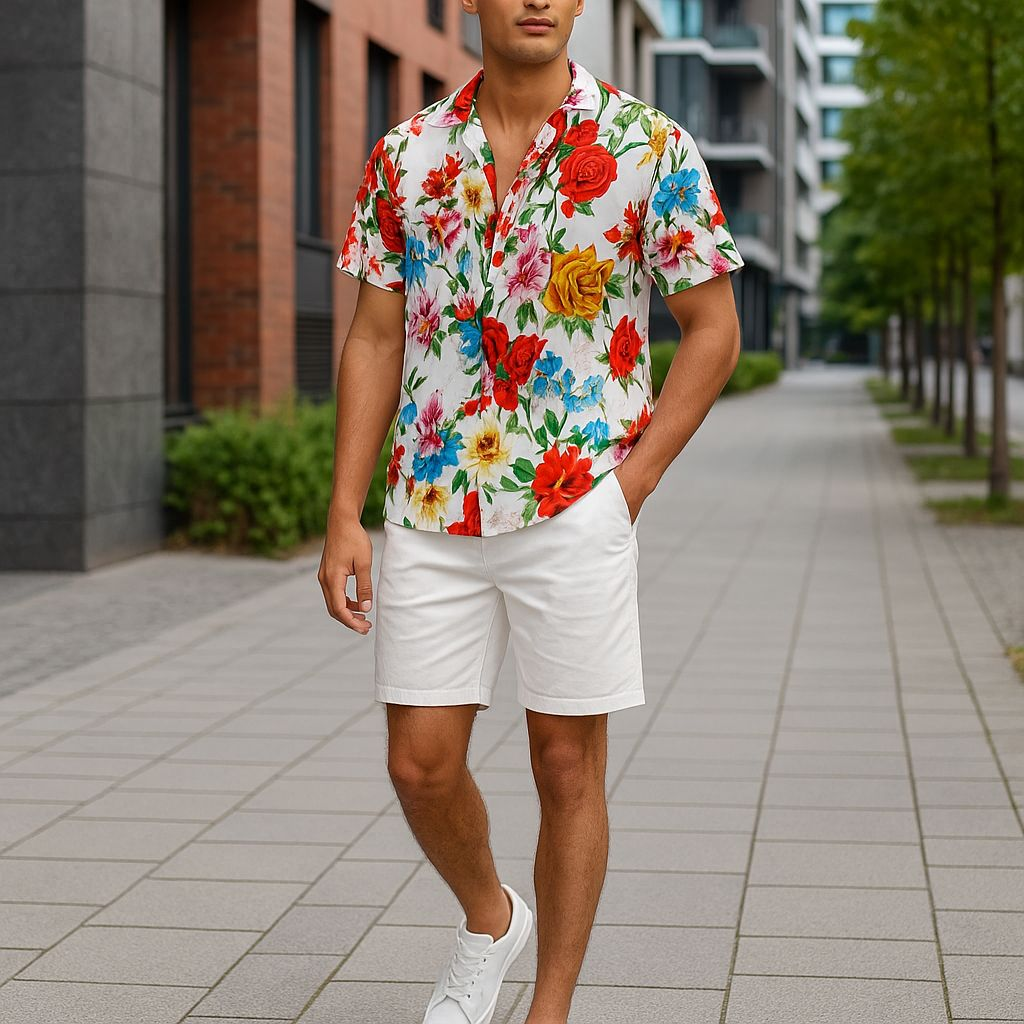 Hawaiian Button Down Shirt Short Sleeves