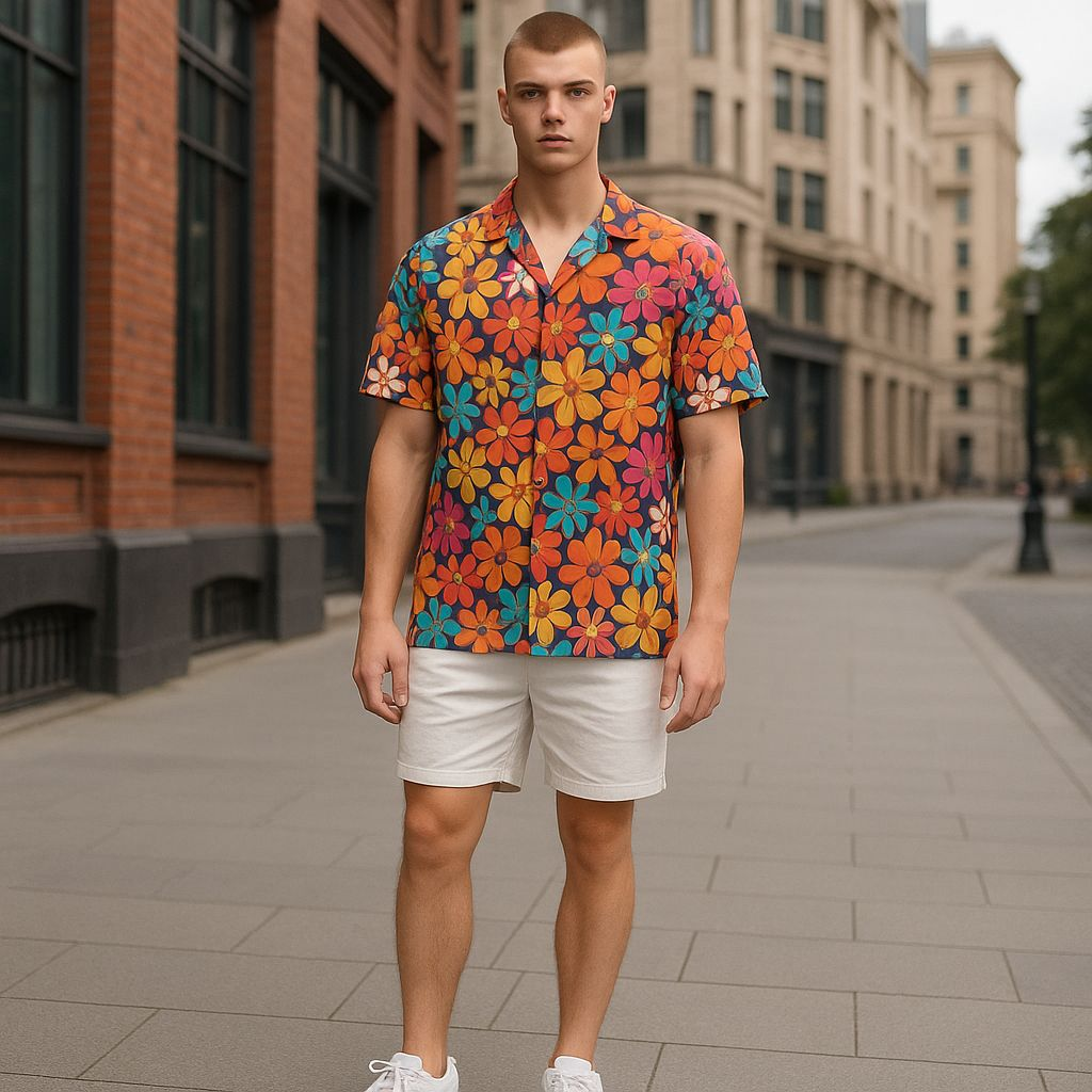 Hawaiian Button Down Shirt Short Sleeves