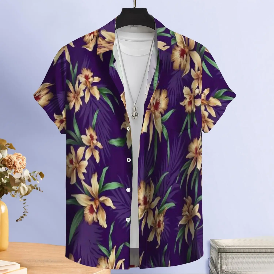 Hawaiian Button Down Shirt Short Sleeves