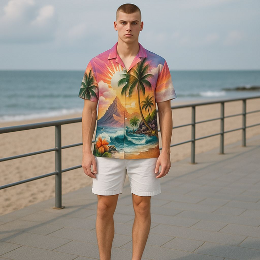 Hawaiian Button Down Shirt Short Sleeves