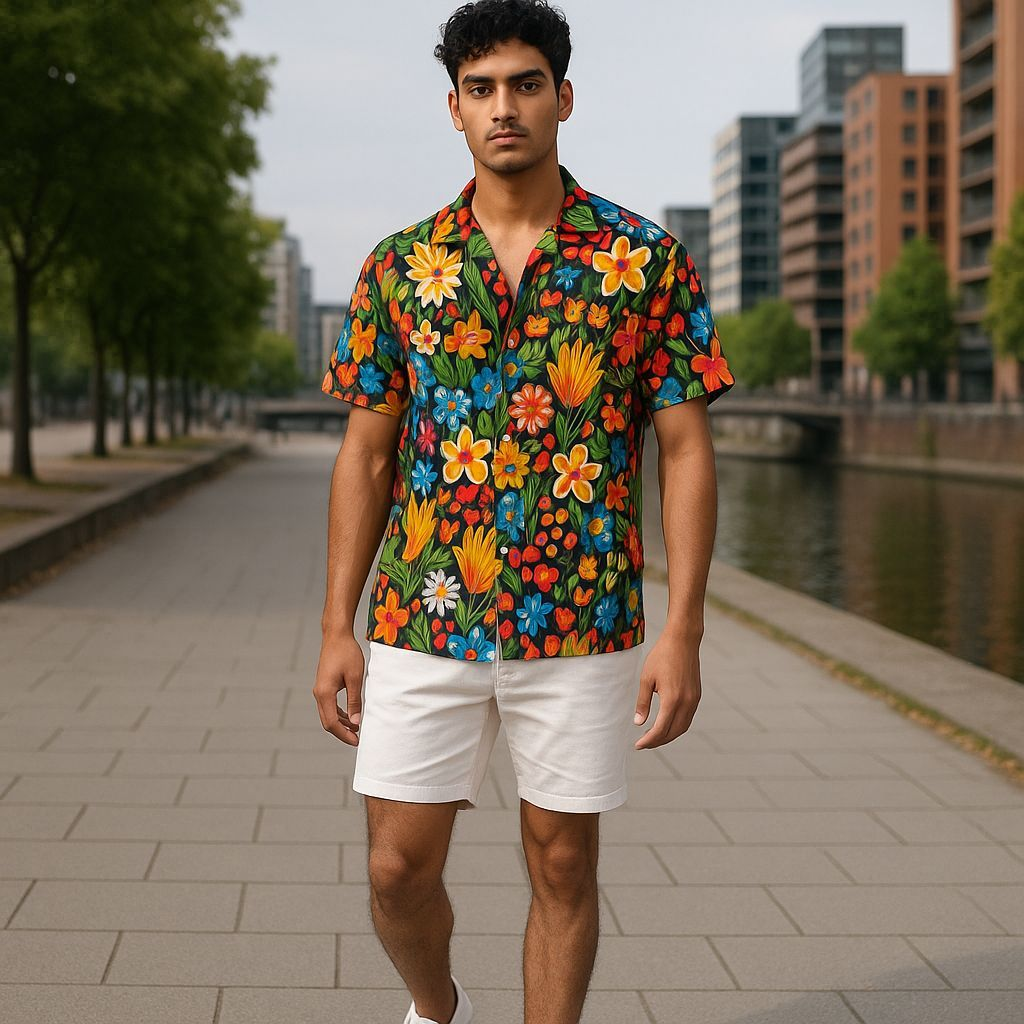 Hawaiian Button Down Shirt Short Sleeves