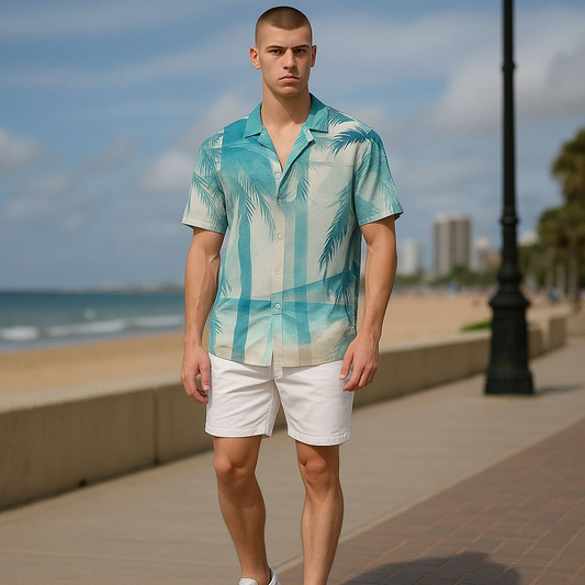 Hawaiian Button Down Shirt Short Sleeves