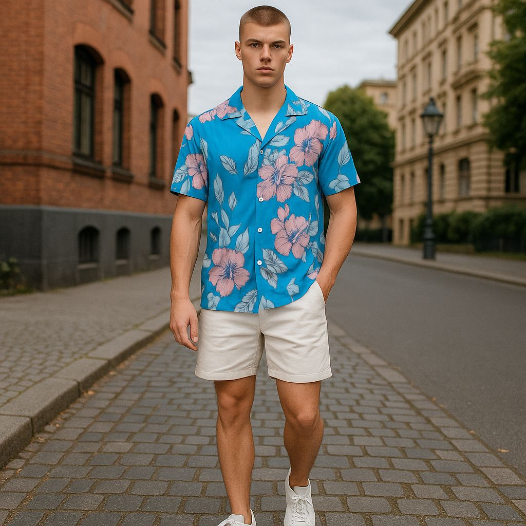 Hawaiian Button Down Shirt Short Sleeves