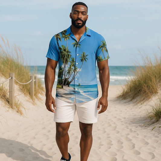 Hawaiian Button Down Shirt Short Sleeves