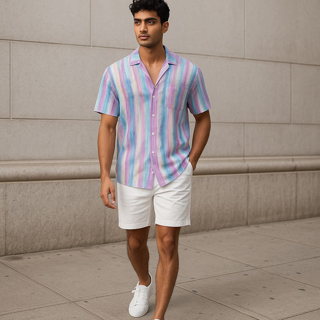 Hawaiian Button Down Shirt Short Sleeves