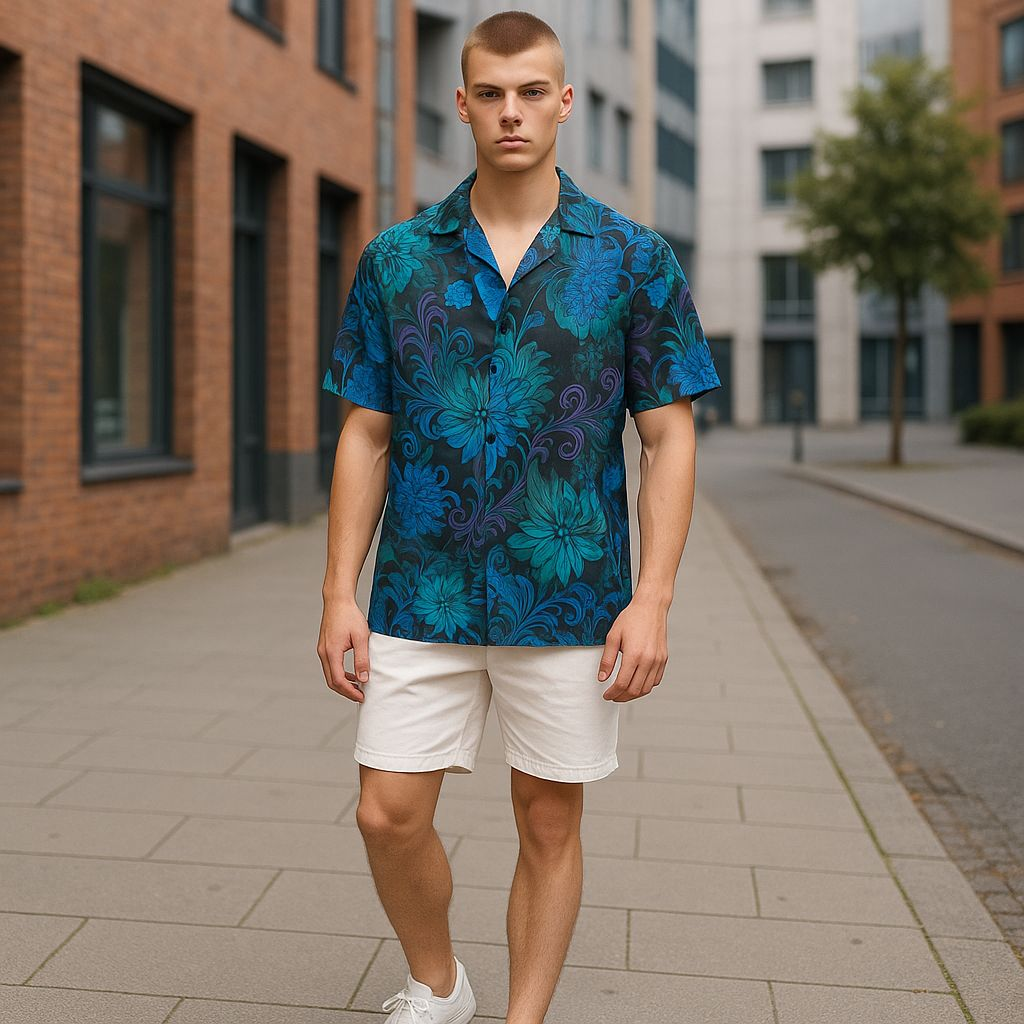 Hawaiian Button Down Shirt Short Sleeves