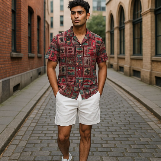 Hawaiian Button Down Shirt Short Sleeves