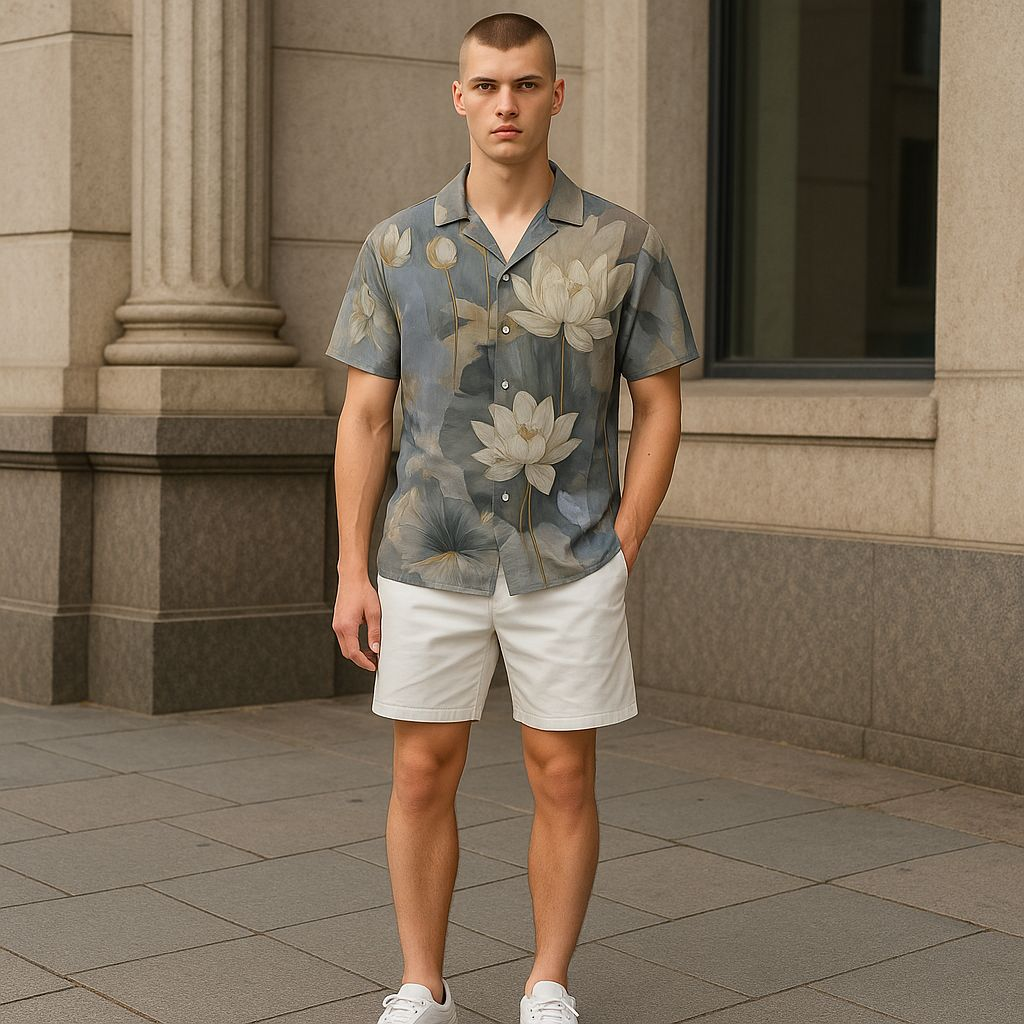 Hawaiian Button Down Shirt Short Sleeves
