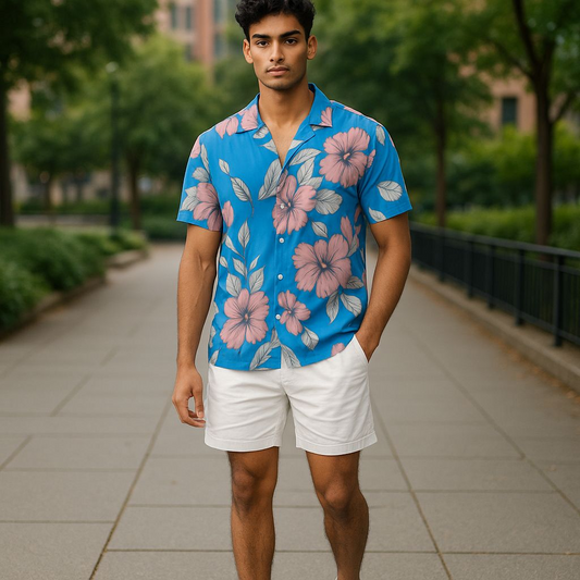 Hawaiian Button Down Shirt Short Sleeves