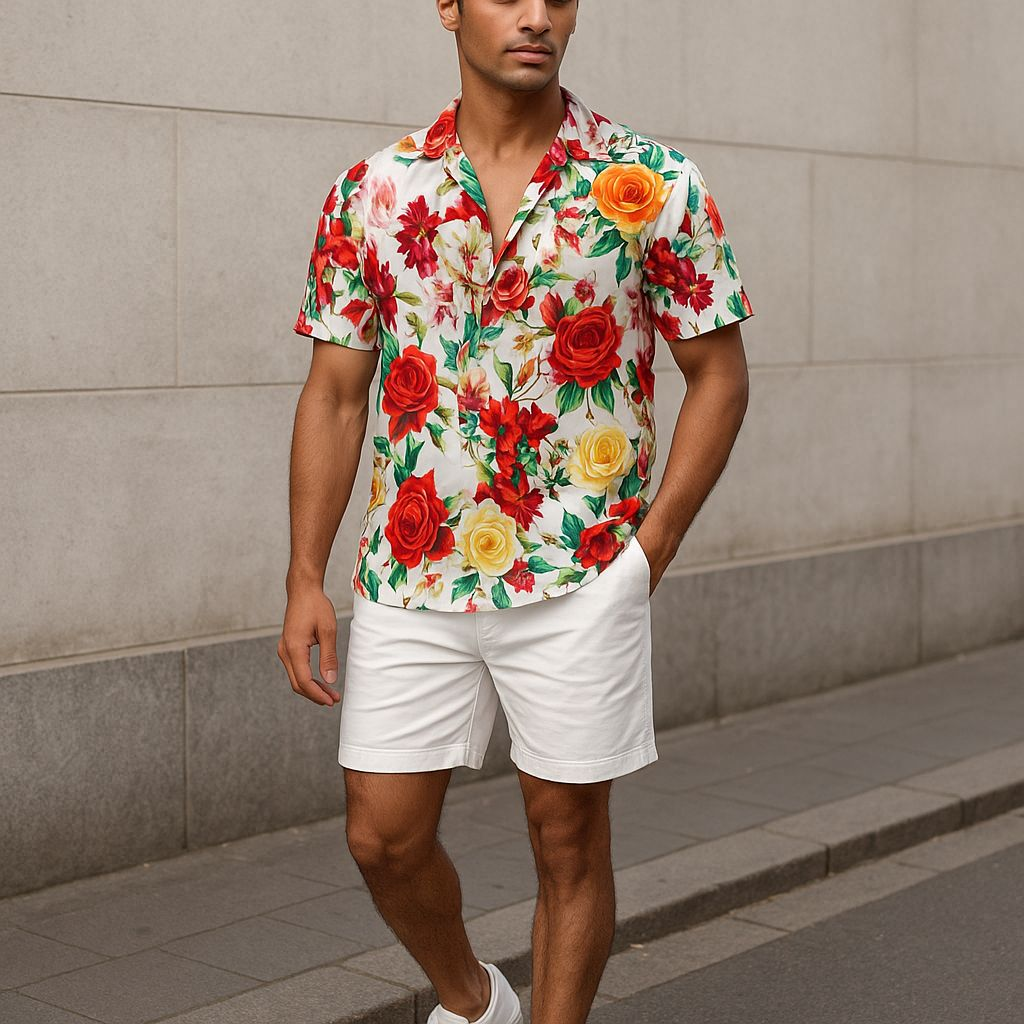 Hawaiian Button Down Shirt Short Sleeves